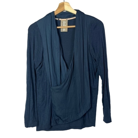 Anthropologie Dolan Blue Wrap Front Long Sleeve Blouse S - Picture 2 of 4
